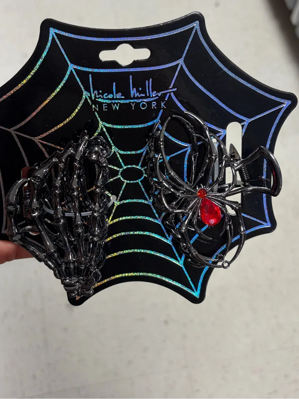 NWT ⚜️🖤⚜️ Nicole Miller Spider Metal Hair Claw Clip Set of 2